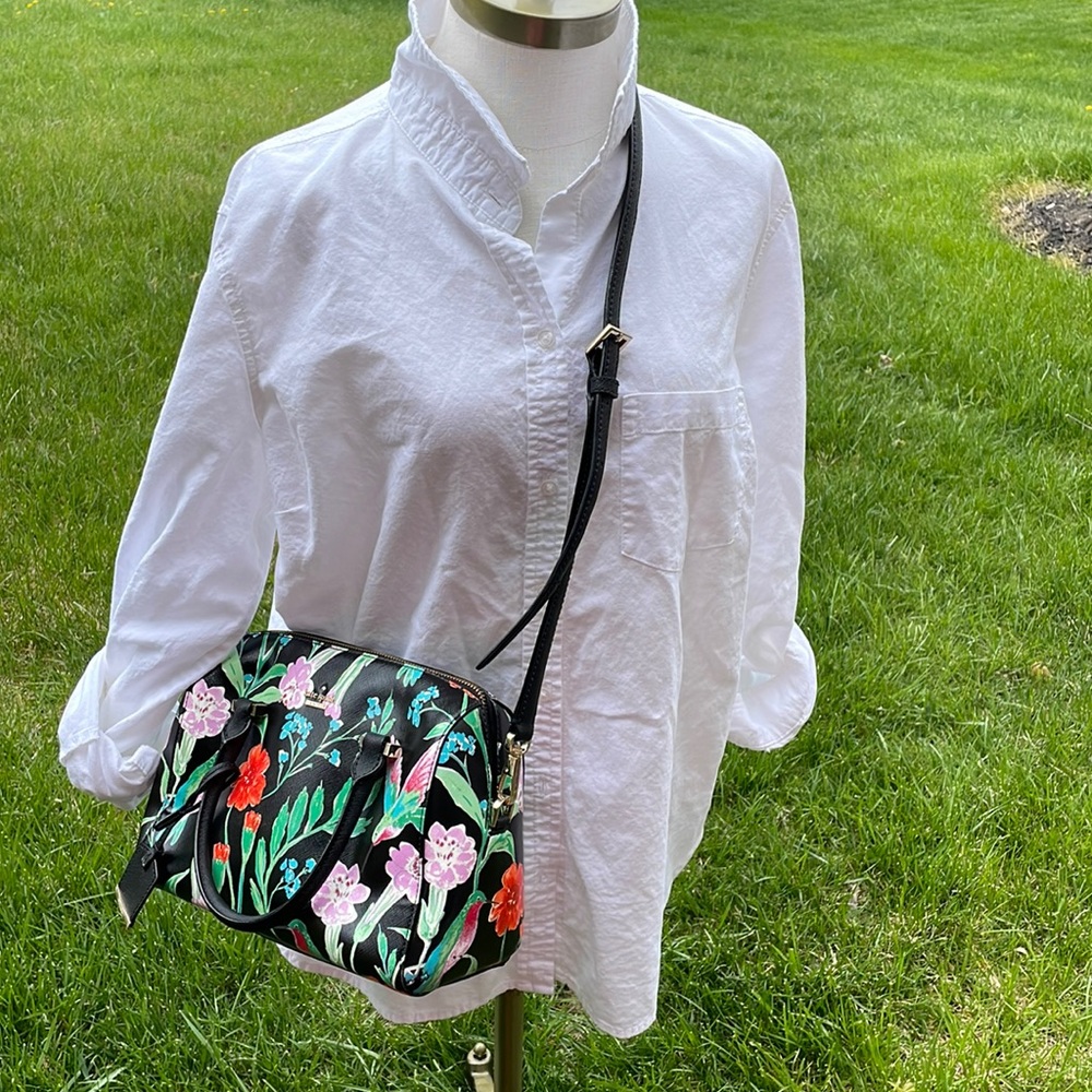 kate spade Black Floral Crossbody Bag with Multi-Color Flowers